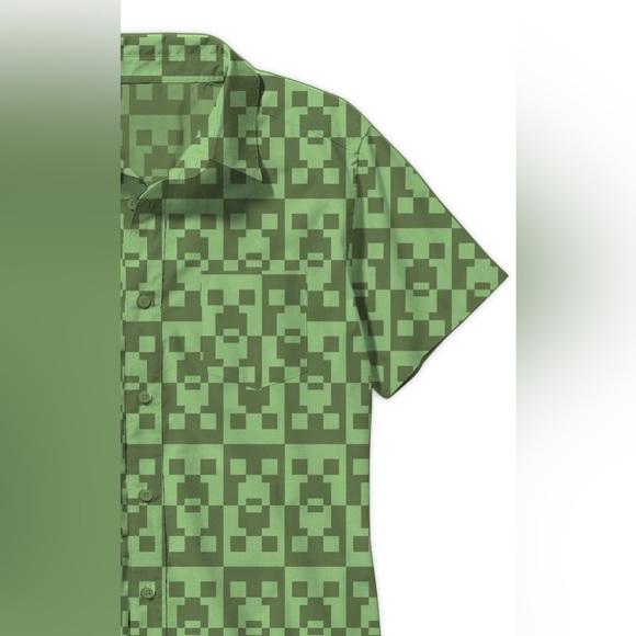 Minecraft Boys All Over Print Short Sleeve Button-Up Shirt - Picture 2 of 4